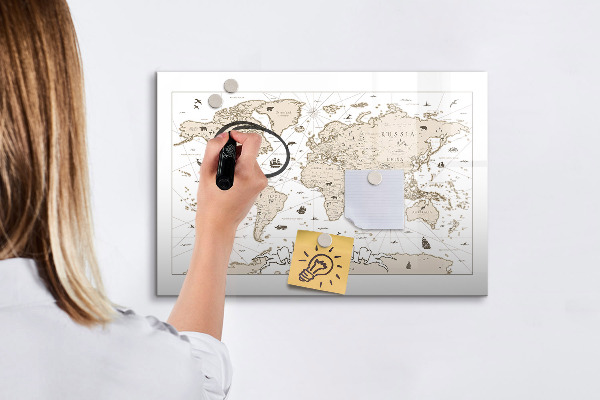Magnettafel zum schreiben Weltkarte mit Fotostandorten