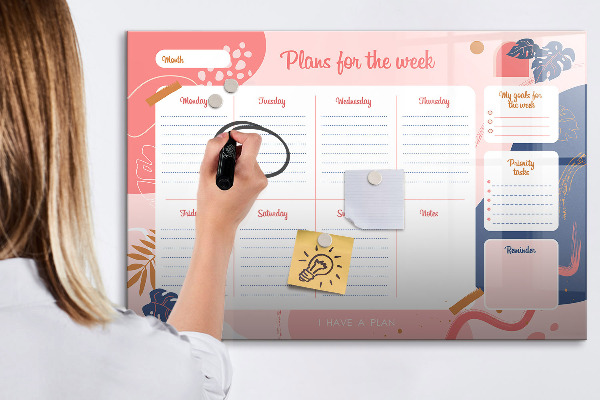 Schreib magnettafel Wochenplaner mit Platz für Fotos