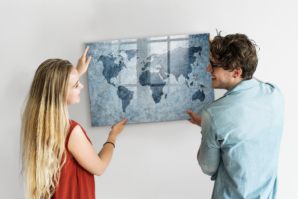 Magnettafel zum schreiben Eine Weltkarte mit persönlichen Erinnerungen