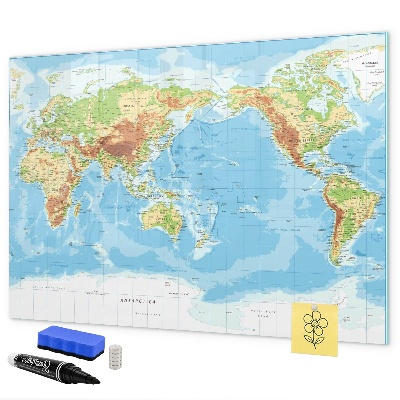 Schreib magnettafel Weltkarte mit Fotos und Zubehör
