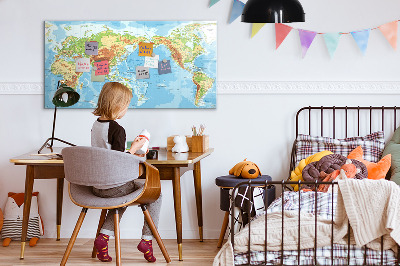 Schreib magnettafel Weltkarte mit Fotos und Zubehör