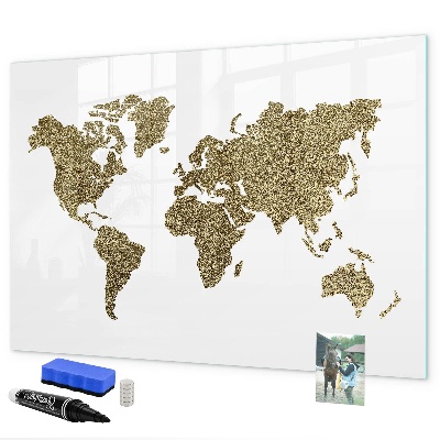 Magnettafel zum schreiben Weltkarte mit Fotostandorten