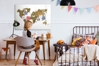Magnettafel zum schreiben Weltkarte mit Fotostandorten