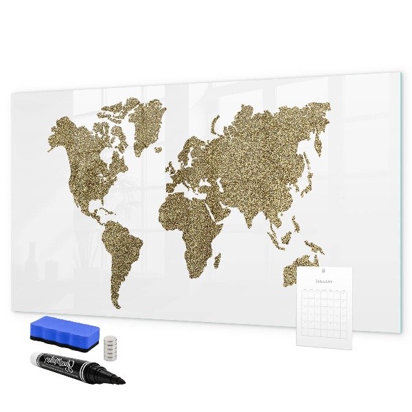 Magnettafel zum schreiben Weltkarte mit Fotostandorten