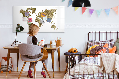 Magnettafel zum schreiben Weltkarte mit Fotostandorten