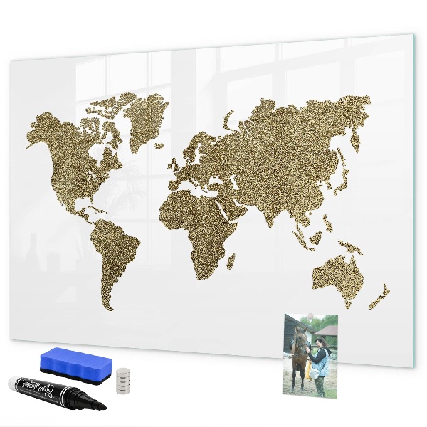 Magnettafel zum schreiben Weltkarte mit Fotostandorten