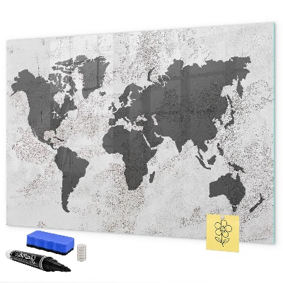 Schreib magnettafel Eine Weltkarte mit Erinnerungen und Notizen