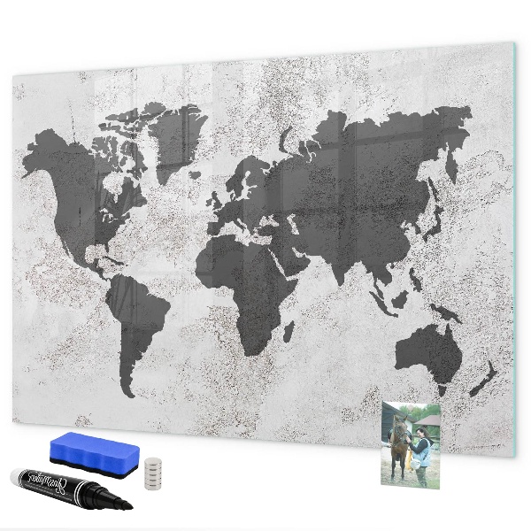 Schreib magnettafel Eine Weltkarte mit Erinnerungen und Notizen
