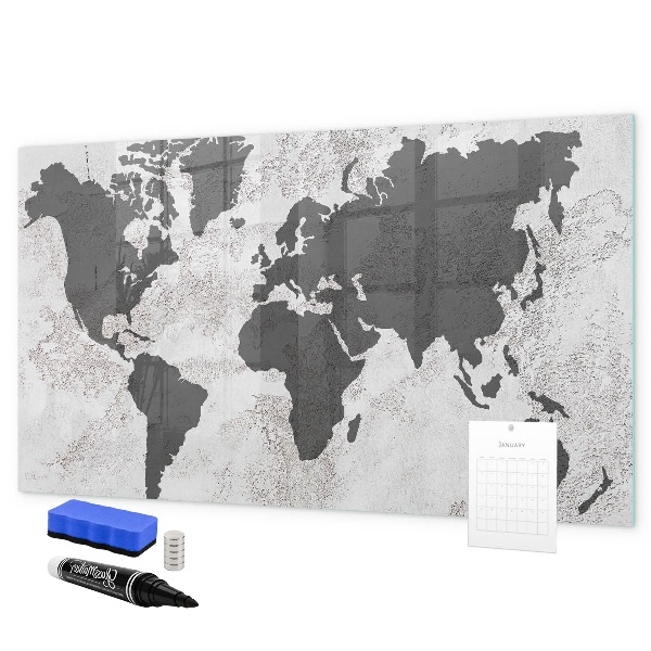 Schreib magnettafel Eine Weltkarte mit Erinnerungen und Notizen