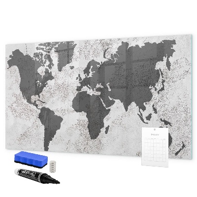 Schreib magnettafel Eine Weltkarte mit Erinnerungen und Notizen