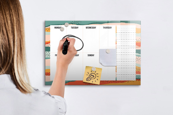 Magnettafel zum schreiben Wochenplaner mit Platz für Fotos