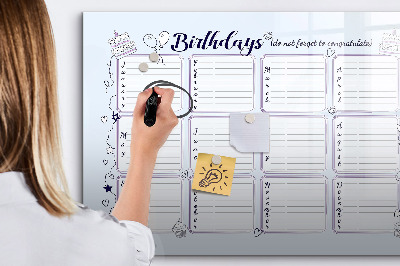 Schreib magnettafel Geburtstagskalender mit Platz für Fotos