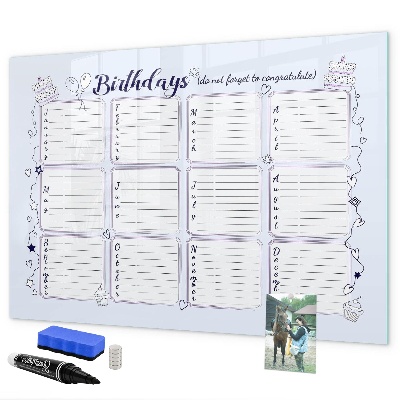 Schreib magnettafel Geburtstagskalender mit Platz für Fotos