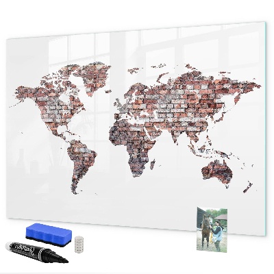 Schreib magnettafel Weltkarte mit Fotostandorten