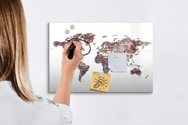 Schreib magnettafel Weltkarte mit Fotostandorten