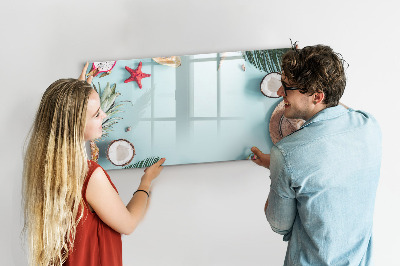 Schreib magnettafel Erinnerungen vor farbenfrohem Meereshintergrund