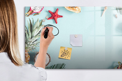 Schreib magnettafel Erinnerungen vor farbenfrohem Meereshintergrund