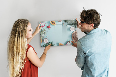 Schreib magnettafel Erinnerungen vor farbenfrohem Meereshintergrund