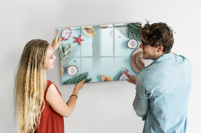Schreib magnettafel Erinnerungen vor farbenfrohem Meereshintergrund