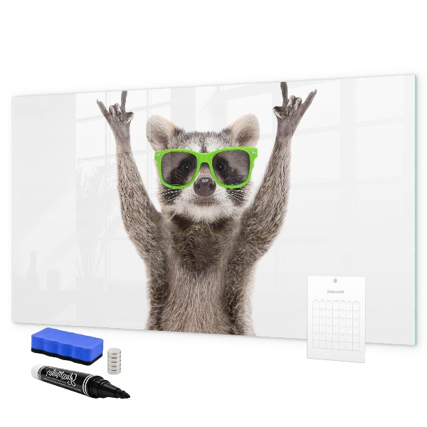 Magnettafel zum schreiben Fröhlicher Waschbär mit Bildern