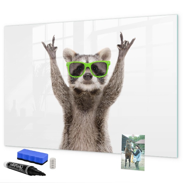 Magnettafel zum schreiben Fröhlicher Waschbär mit Bildern