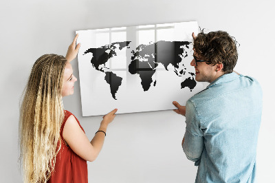 Schreib magnettafel Eine Weltkarte mit Gedenkstätten