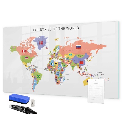 Schreib magnettafel Weltkarte mit Orten zum Markieren