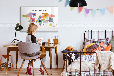 Schreib magnettafel Weltkarte mit Orten zum Markieren