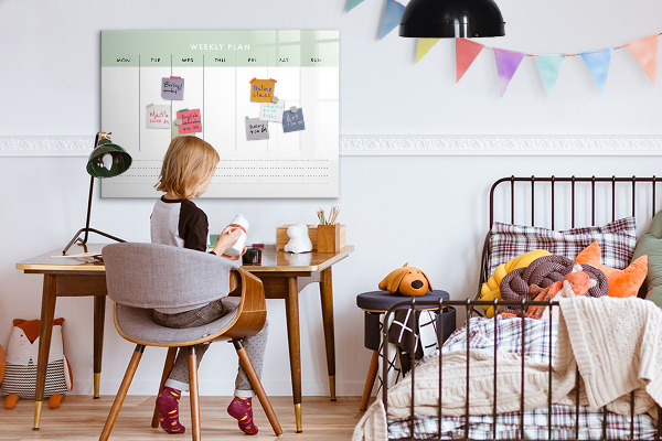 Schreib magnettafel Wochenplan mit Platz für Fotos