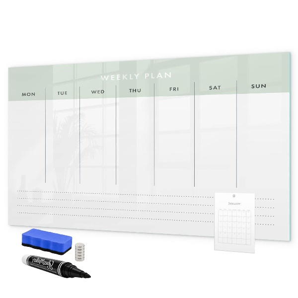 Schreib magnettafel Wochenplan mit Platz für Fotos