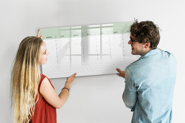 Schreib magnettafel Wochenplan mit Platz für Fotos