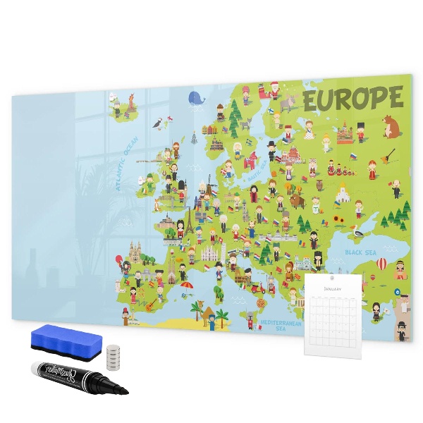 Magnettafel zum schreiben Interaktive Karte von Europa zum Markieren Ihrer Reisen