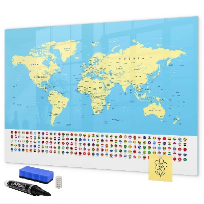 Magnettafel zum schreiben Weltkarte mit Fotostandorten