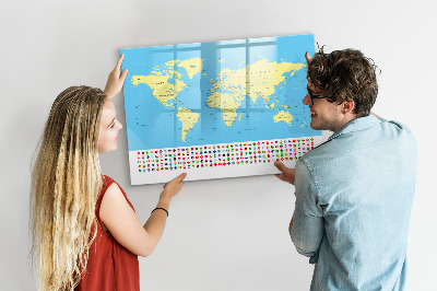 Magnettafel zum schreiben Weltkarte mit Fotostandorten