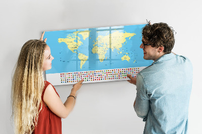 Magnettafel zum schreiben Weltkarte mit Fotostandorten