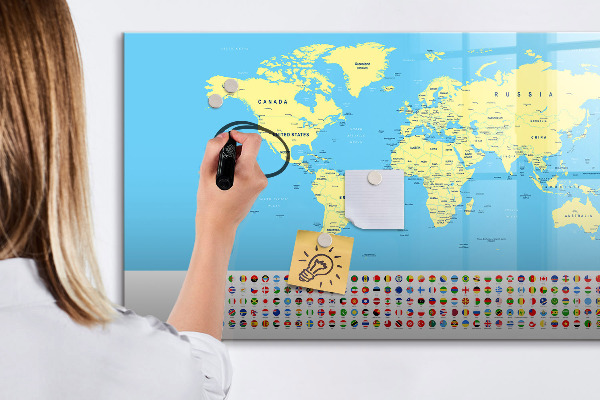 Magnettafel zum schreiben Weltkarte mit Fotostandorten