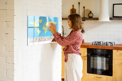 Magnettafel zum schreiben Weltkarte mit Fotostandorten