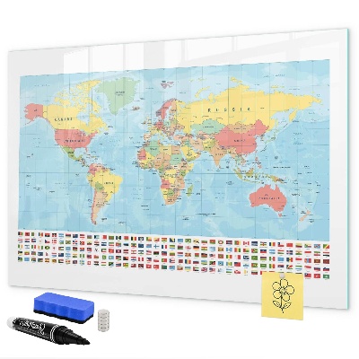 Schreib magnettafel Weltkarte mit Orten zum Markieren