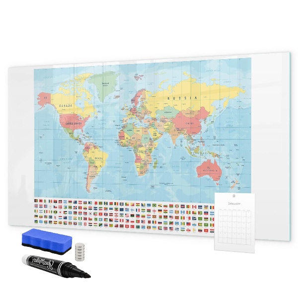 Schreib magnettafel Weltkarte mit Orten zum Markieren