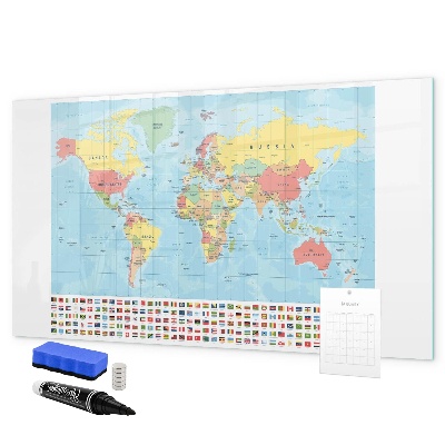 Schreib magnettafel Weltkarte mit Orten zum Markieren