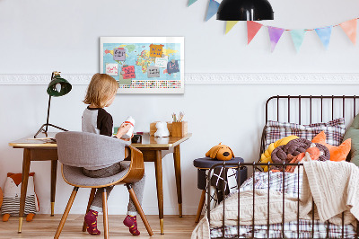 Schreib magnettafel Weltkarte mit Orten zum Markieren