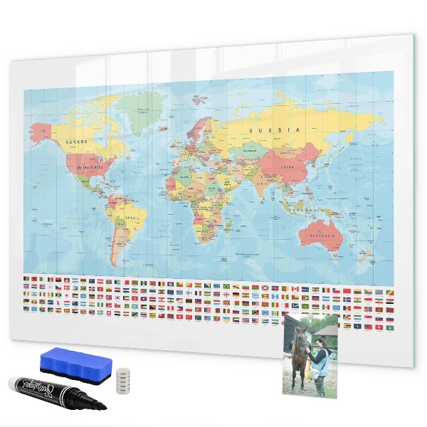 Schreib magnettafel Weltkarte mit Orten zum Markieren