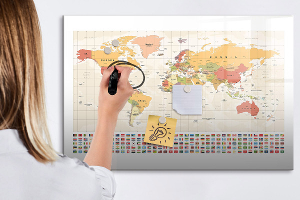 Magnettafel zum schreiben Weltkarte zur Fotopersonalisierung