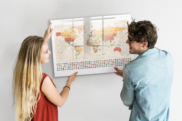 Magnettafel zum schreiben Weltkarte zur Fotopersonalisierung