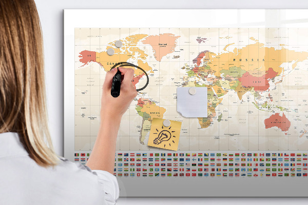Magnettafel zum schreiben Weltkarte zur Fotopersonalisierung
