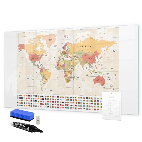 Magnettafel zum schreiben Weltkarte zur Fotopersonalisierung
