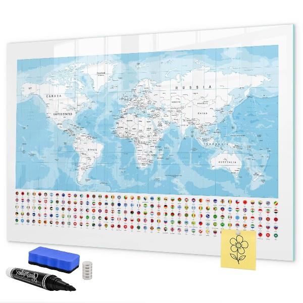 Schreib magnettafel Weltkarte mit Orten zum Markieren