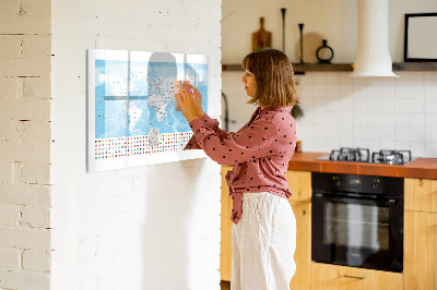 Schreib magnettafel Weltkarte mit Orten zum Markieren