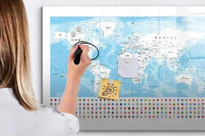 Schreib magnettafel Weltkarte mit Orten zum Markieren