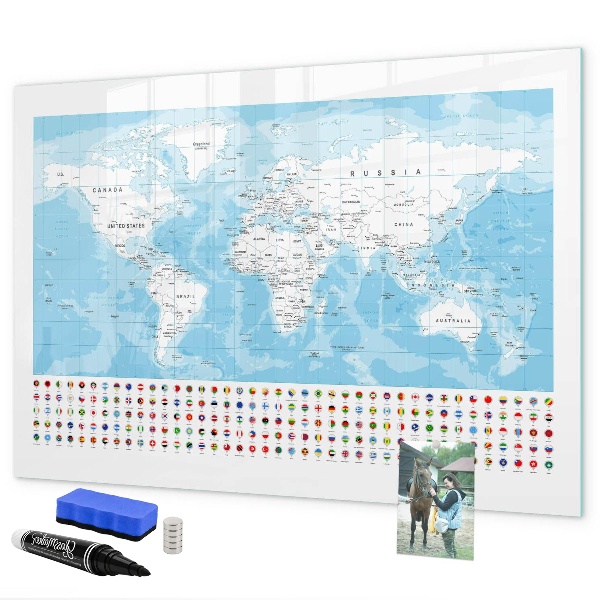 Schreib magnettafel Weltkarte mit Orten zum Markieren